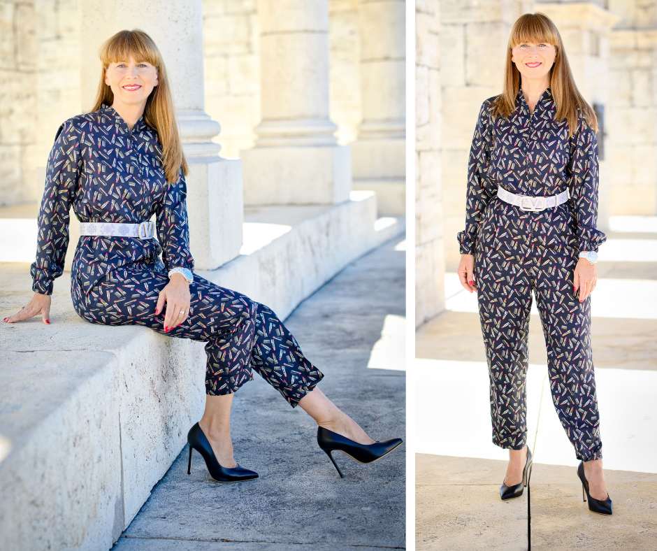 Jumpsuit im BUSINESS LOOKE mit schwarzen High Heels von Gloriellas Black Lady